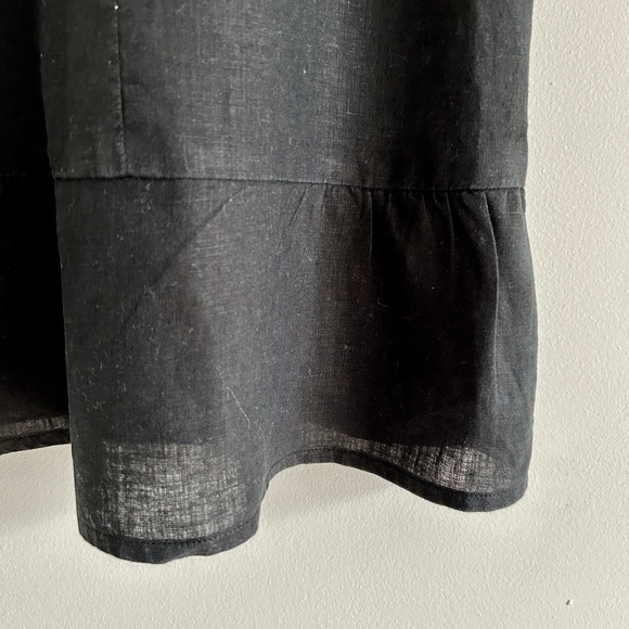 J. Crew Factory Black Linen Tank Top Peplum Spaghetti Straps Racerback Size 0 - Picture 6 of 13